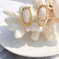 Shangjie OEM aretes Fashion Vintage Gold Plated Earrings 316L Stainless Steel Bead Earrings Jewelry Freshwater Pearl Earrings